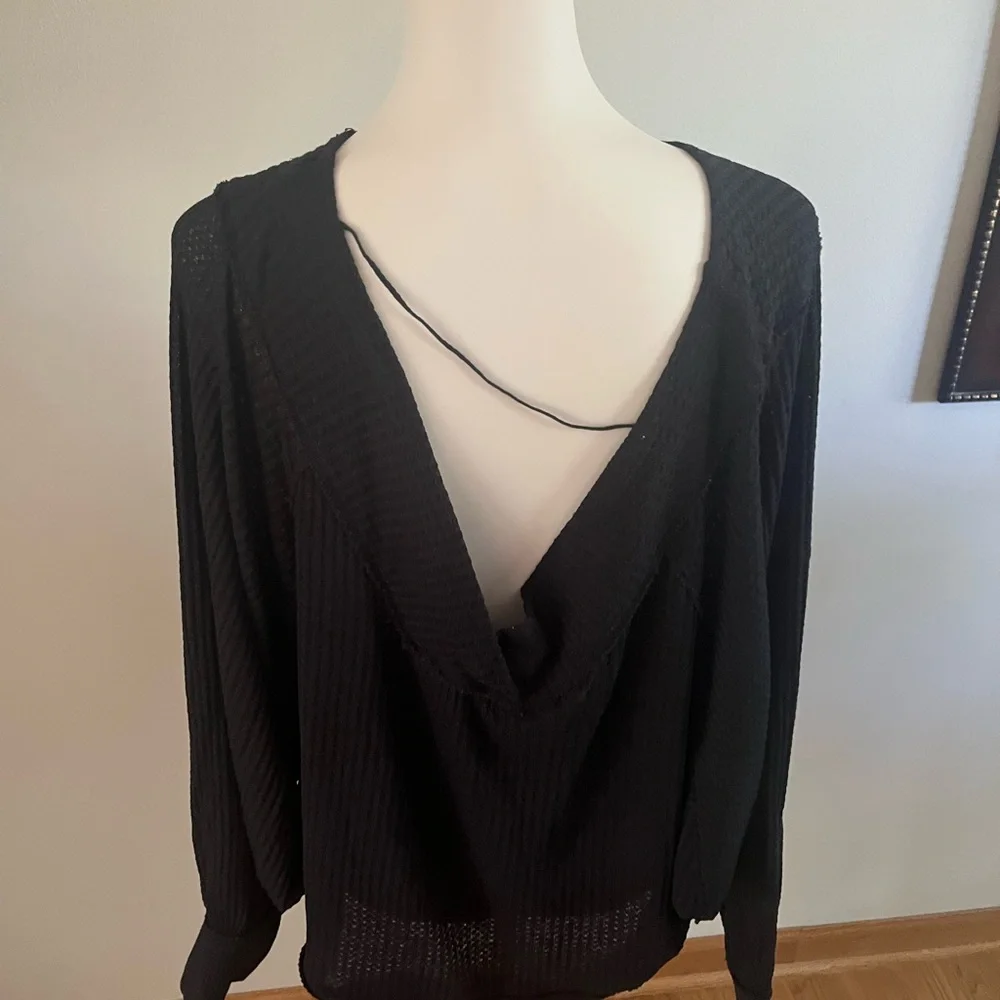 We the Free Love Me Thermal Black Low Back Sweater - Large - Picture 2 of 5